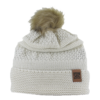 Cable Knit Beanie with Faux Fur Pom Option